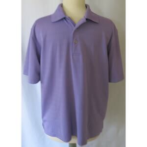 PGA Tour Polo Shirt Size M Men Polyester Collared Purple Summer Vacation Casual